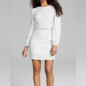 Women's Cotton Cutout Long-Sleeve Mini Dress. White. Size XL. NWT